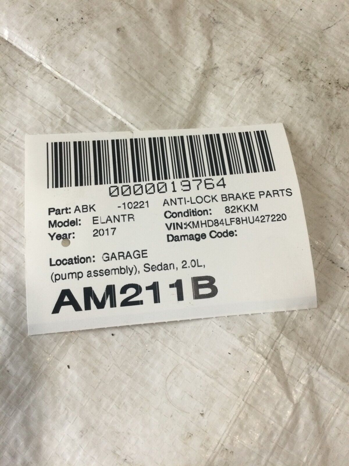2017 Hyundai Elantra  Anti-lock Brake Parts 58900-F2500 OEM