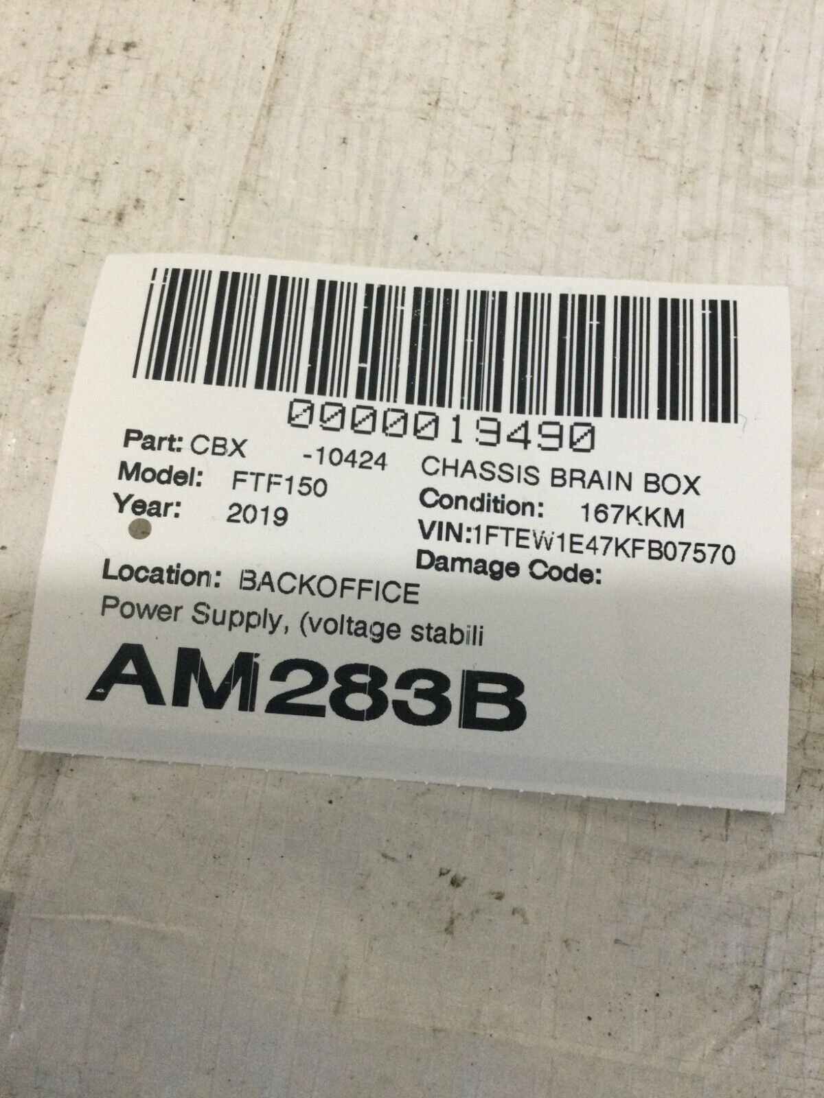 2019 Ford F-150  Gas  Power Supply  Control  Module GQ6KD  OEM