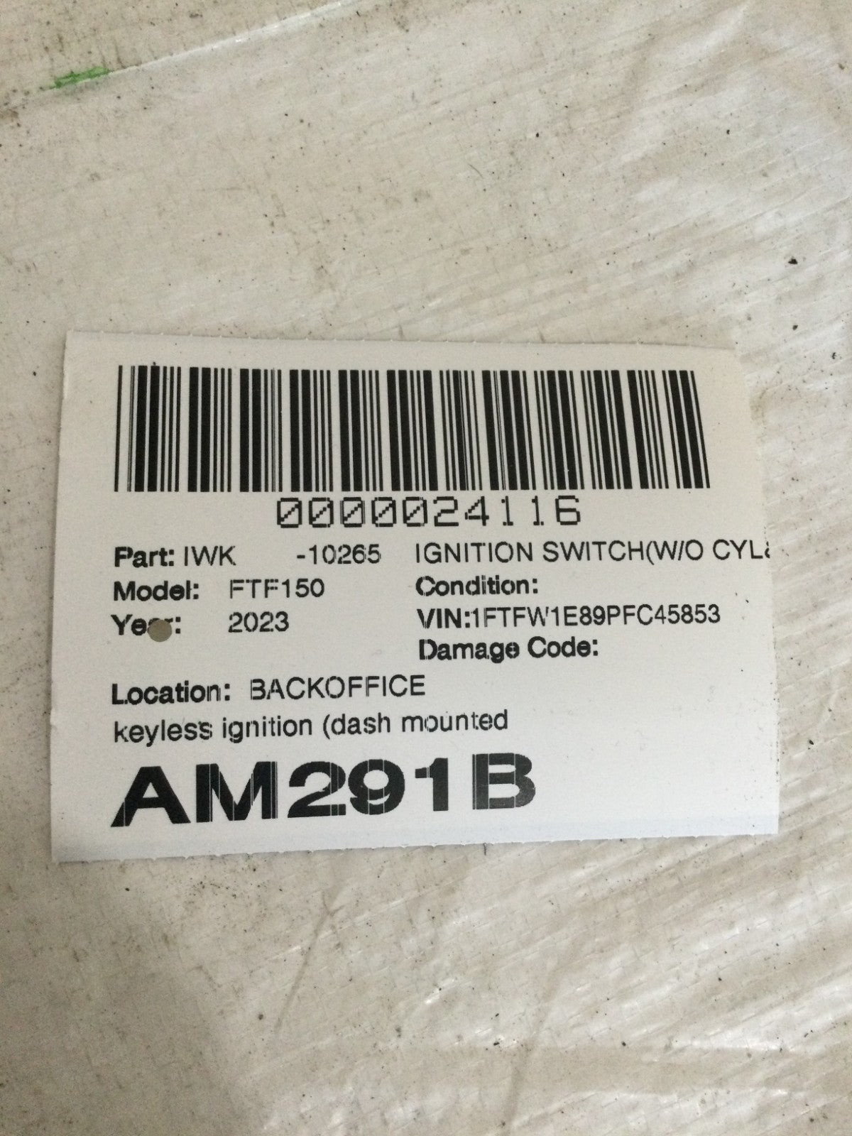 2023 Ford F-150 F150 Ignition Switch OEM ML3T-14C376-ABW
