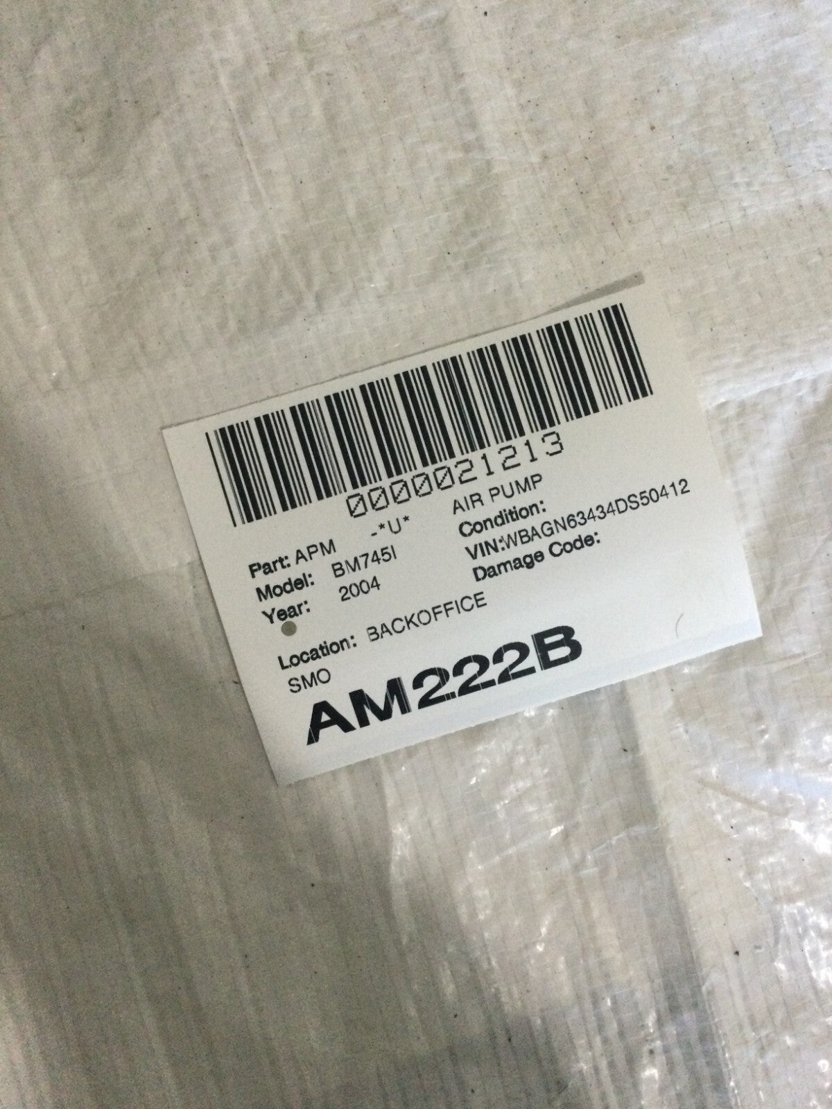 2004 BMW 745I Air Pump Assembly OEM