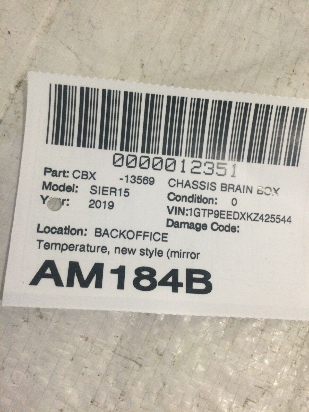 2019 GMC Sierra 1500 Temperature Control Module OEM 84644344 OEM