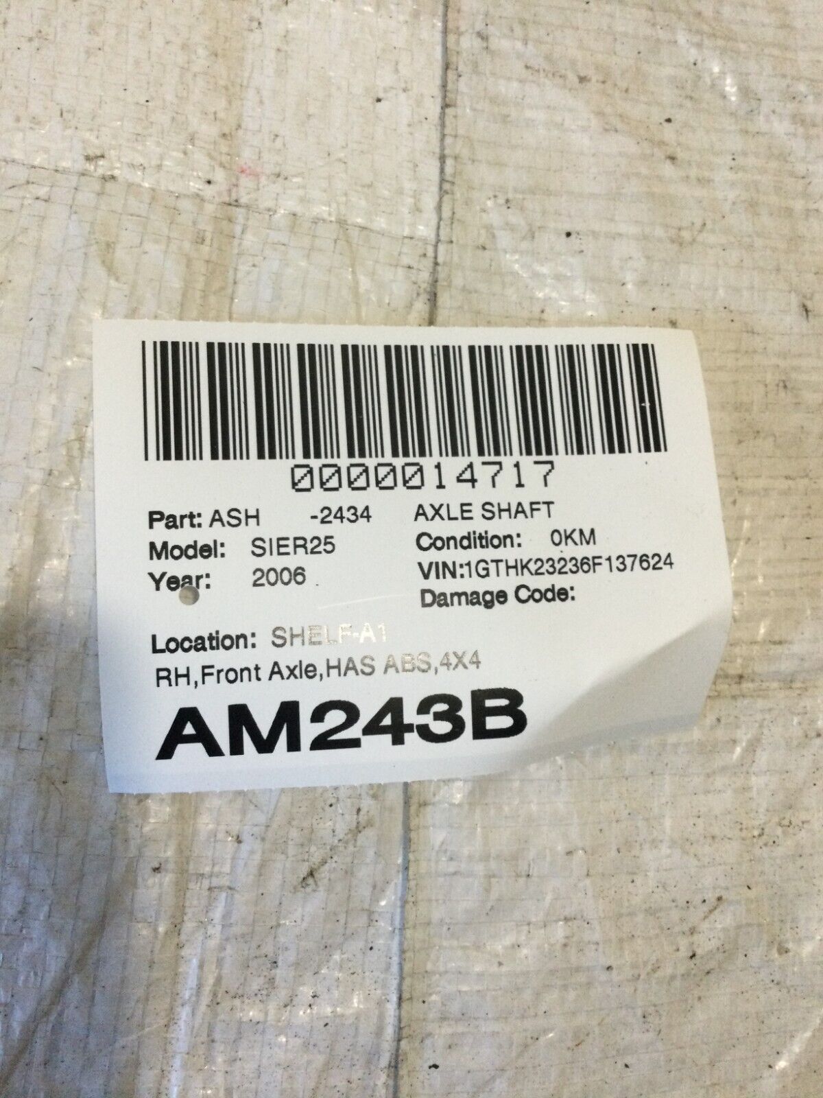2006 GMC Sierra 2500HD Right Front Axle Shaft OEM