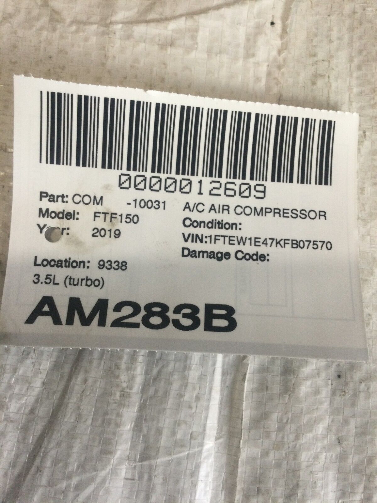 2019 Ford F-150 F150 3.5L Turbo A/C Compressor OEM