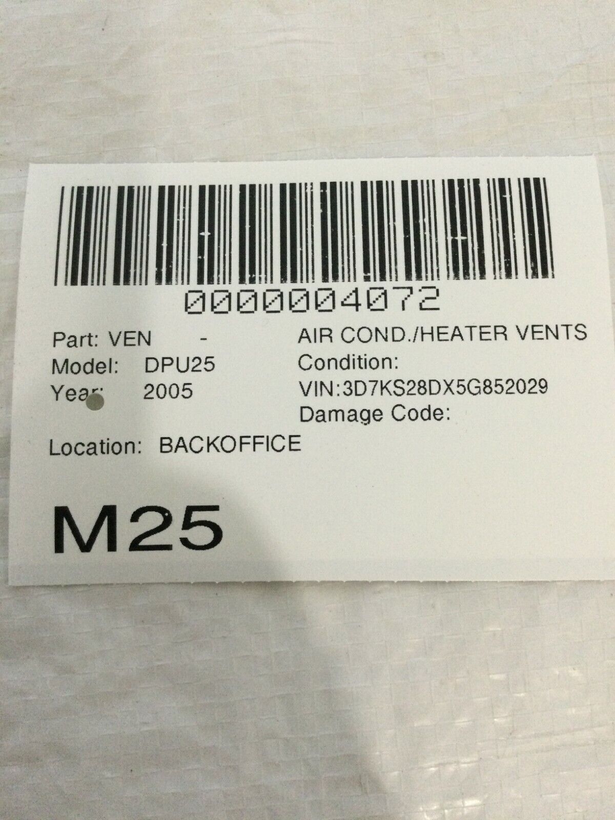 2004-2005 Dodge Ram 2500 Trim W/ Air Vent & Headlight Switch OEM 5GY91TRMAA