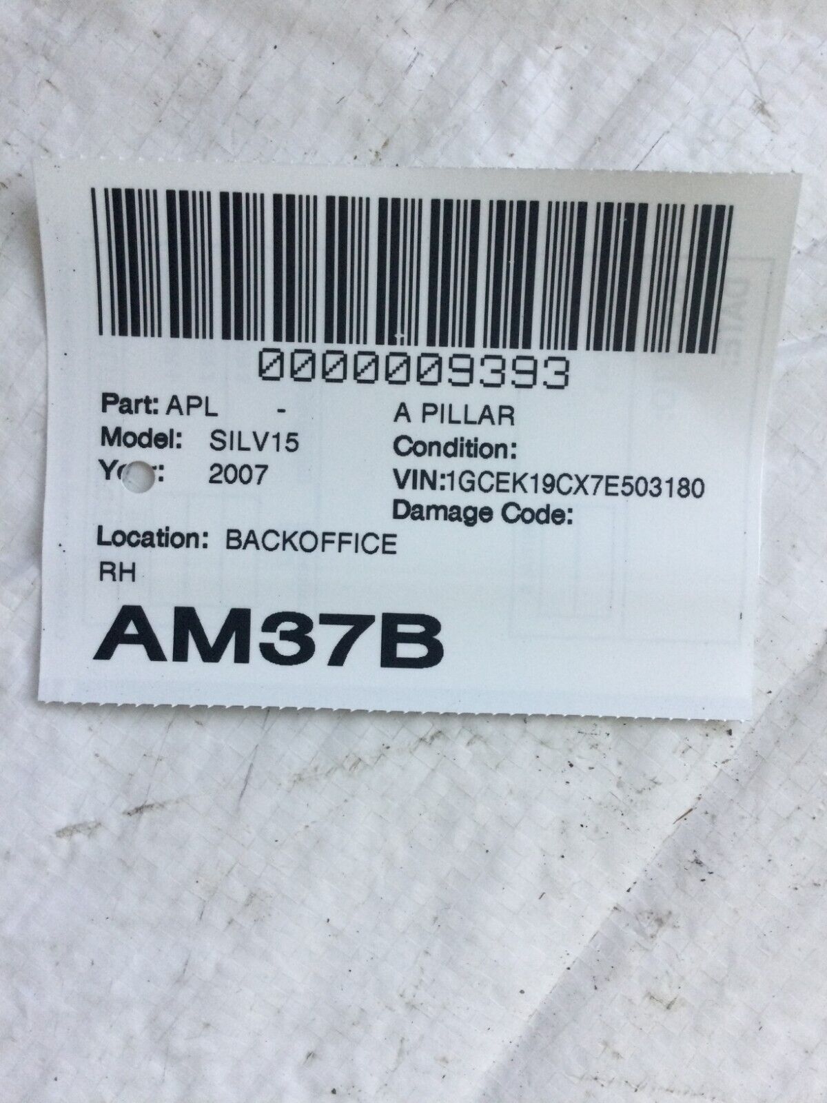 2007 Chevrolet Silverado 1500 Right Side A Pillar Trim OEM 15853990