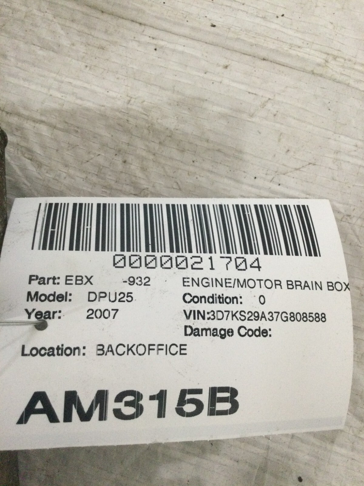 2007 Dodge Ram 2500 Transmission Control Module 05094827AG OEM