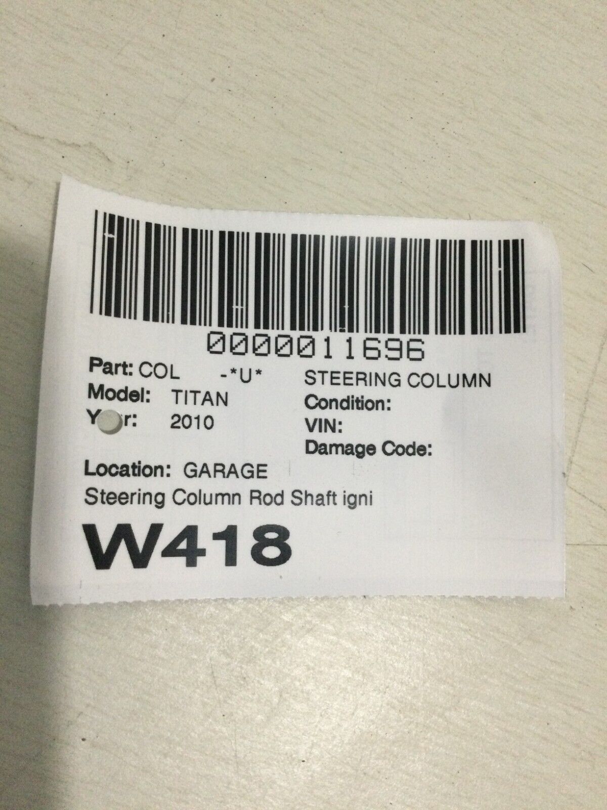 2006-2012 Nissan Titan Armada Steering Column Assembly 48962-7S060 OEM