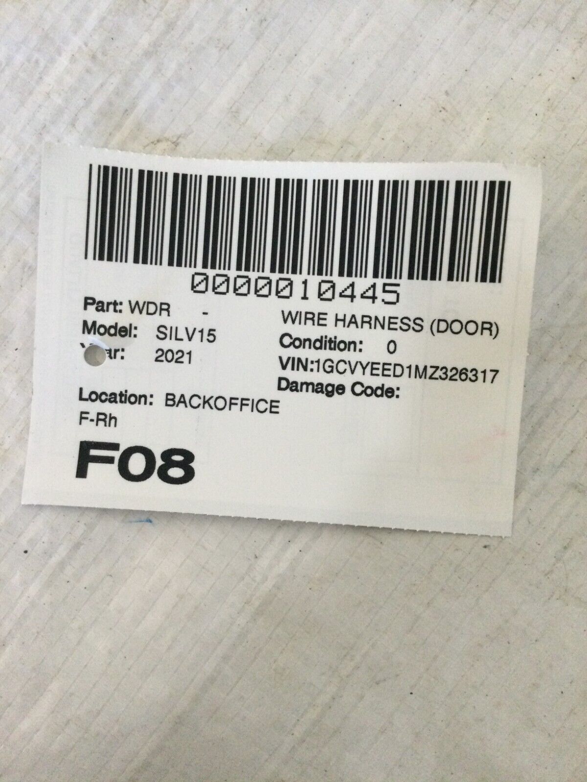 2019-2022 Chevrolet Silverado 1500 Front Right Passenger Door Wiring Harness OEM