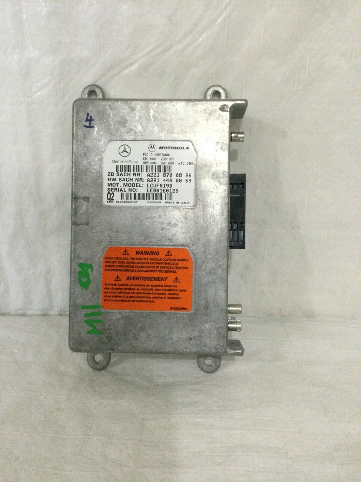 2003-2006 Mercedes Benz W211 E55AMG Voice Communication Control Module OEM 