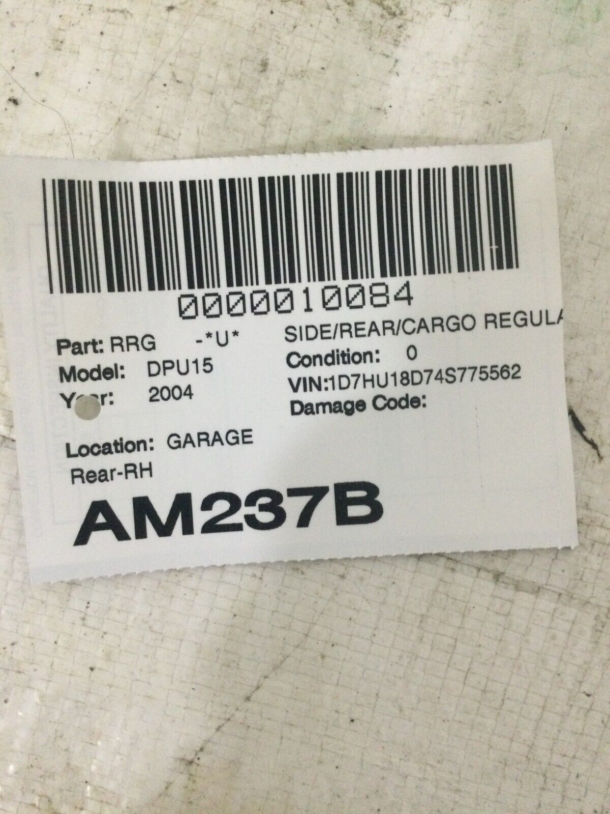 2004 Dodge Ram 1500 Rear Right Regulator Motor OEM