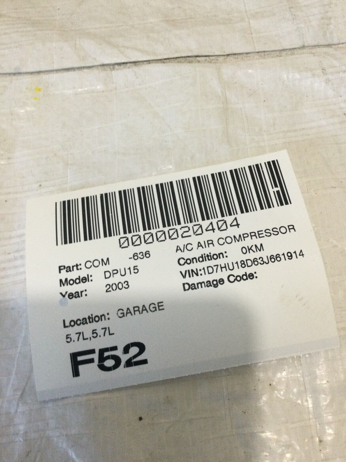 2003-2004 Dodge Ram 1500 Air Conditioning A/c Ac Compressor OEM ( DAMAGED TAB )