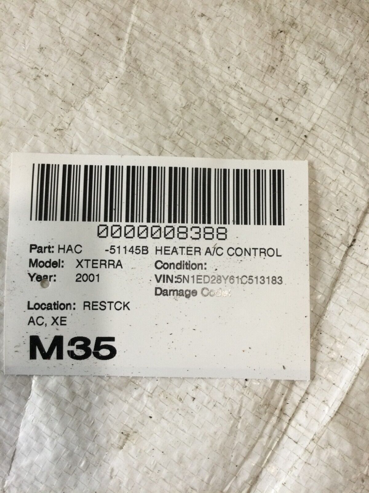 2001 Nissan Xterra A/C Heater Climate Control Unit OEM