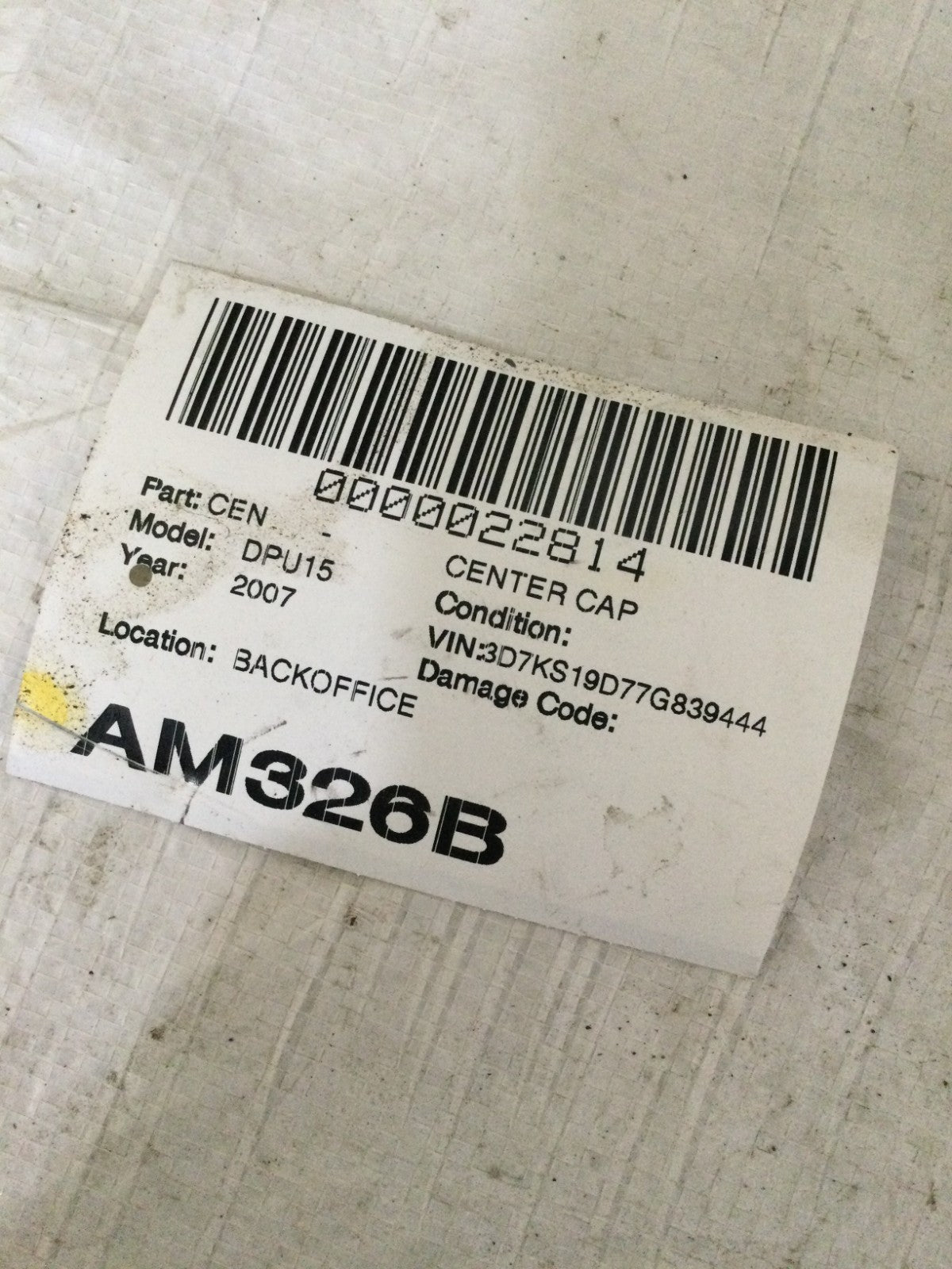 2007 Dodge Ram 1500 Wheel Center Cap OEM 52121450AD