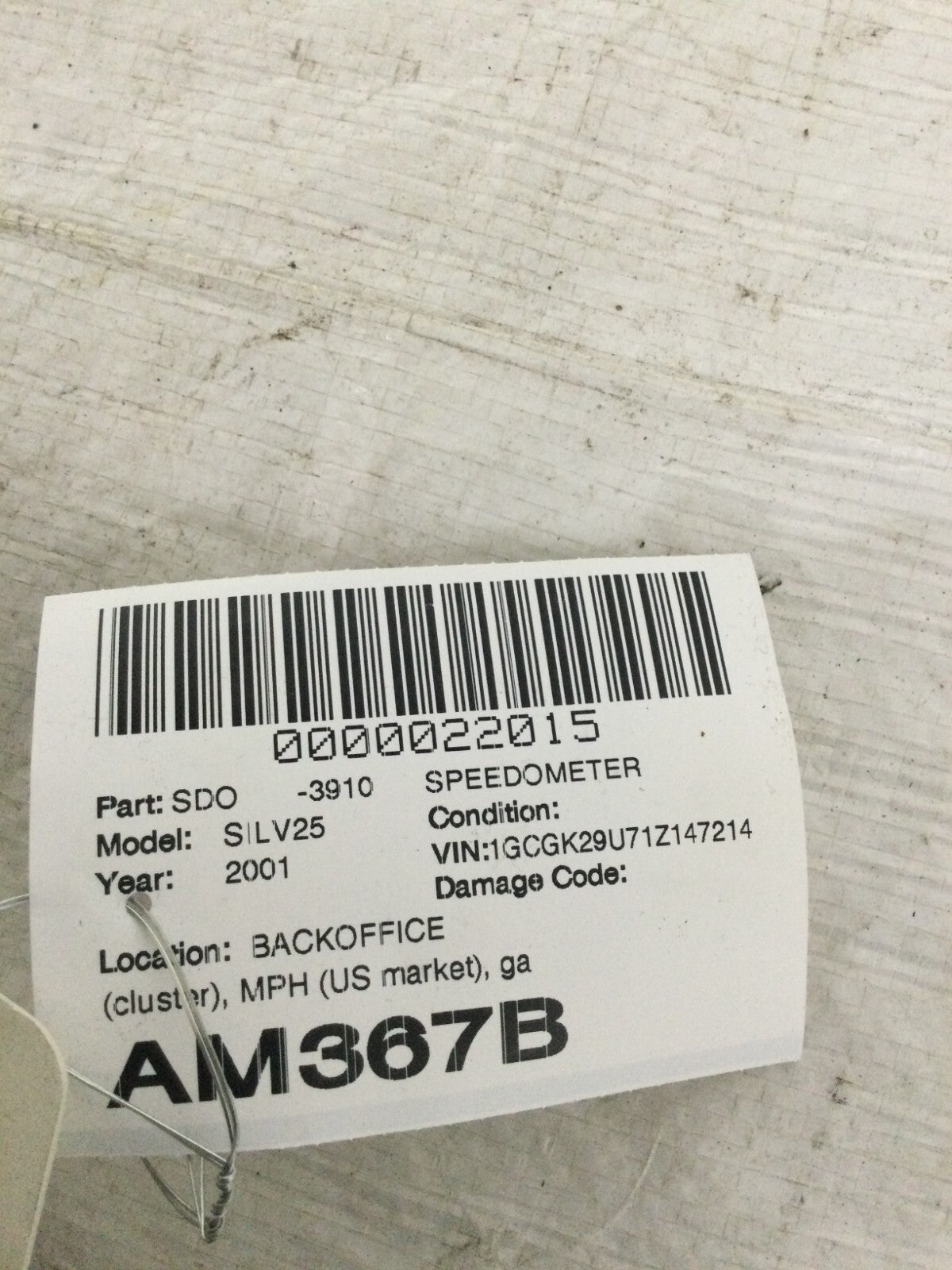 2001 Chevrolet Silverado 2500 Instrument Cluster Speedometer 15055363 OEM