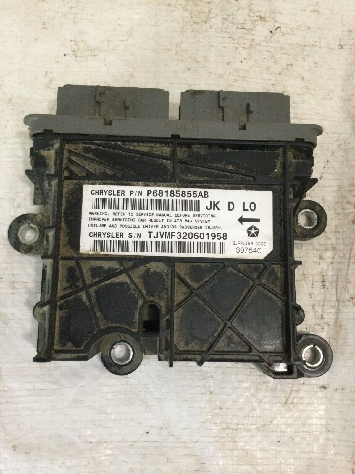 2017 Jeep Wrangler SRS Control Module OEM 68185855AB
