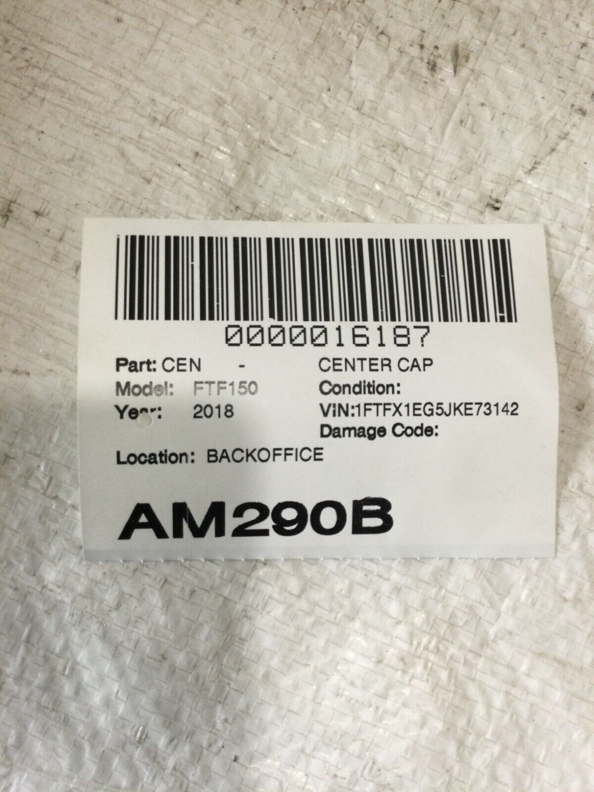 2018 Ford F150 F-150 Fuel Center Cap FL34-1A096-CB