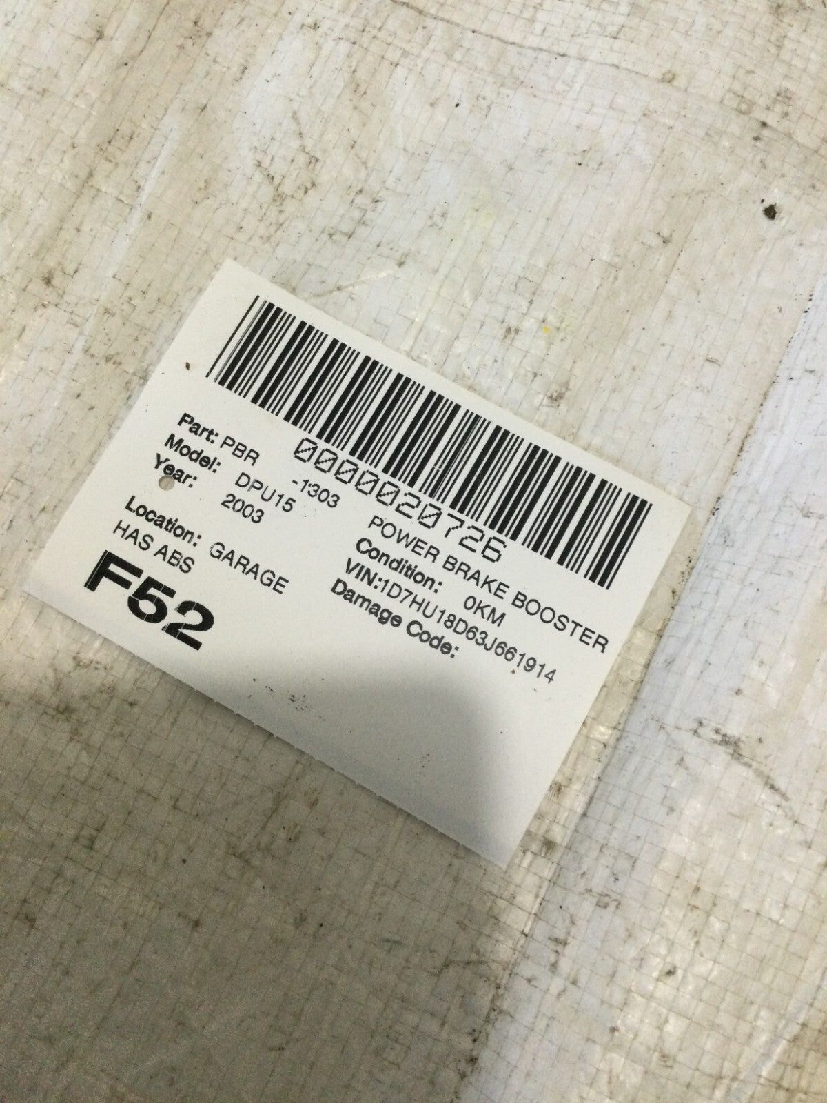 2003 Dodge Ram 1500 Power Brake Booster OEM