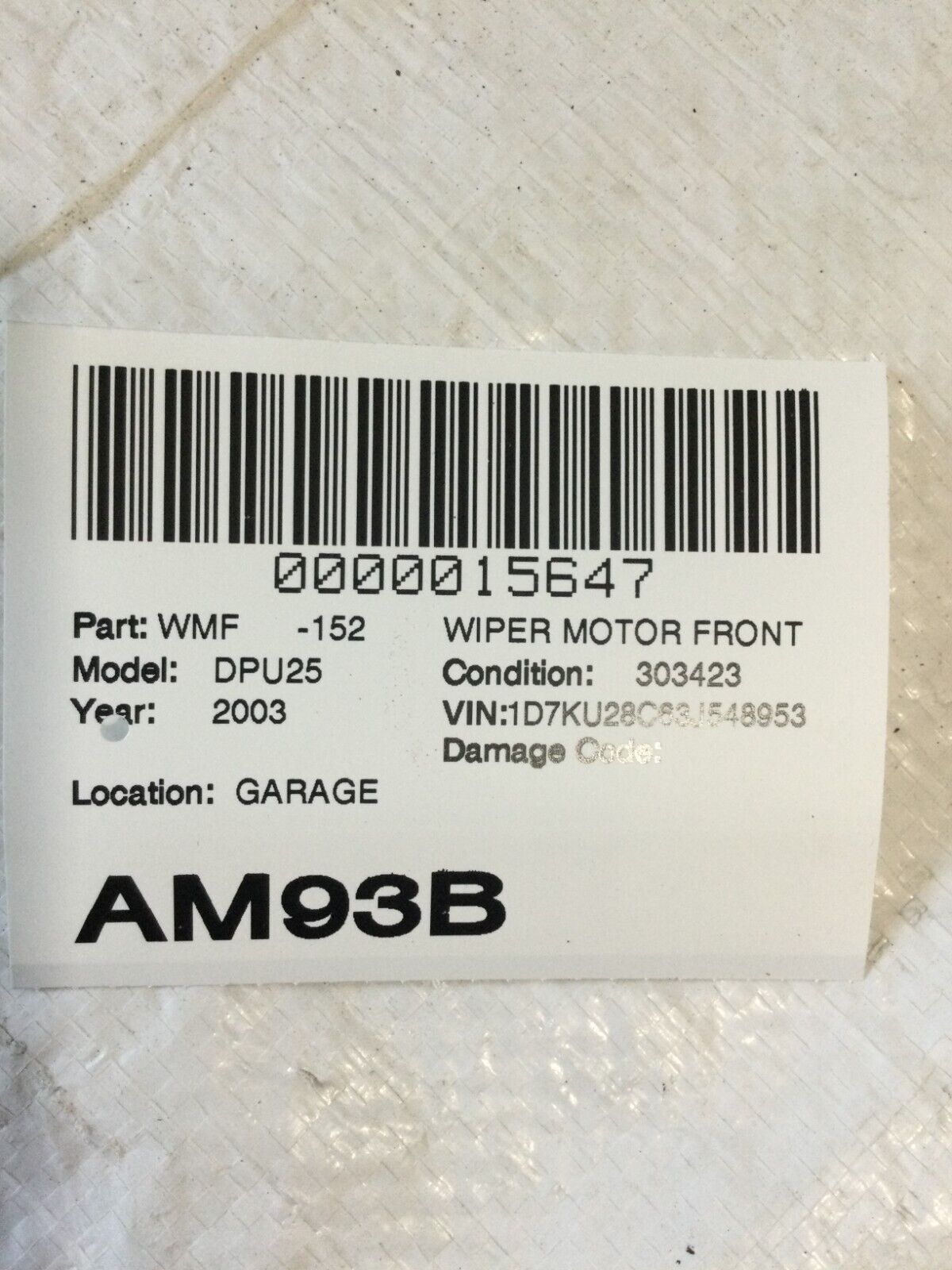 2003 Dodge Pickup 1500 Front Windshield Wiper Motor W/ Linkage OEM