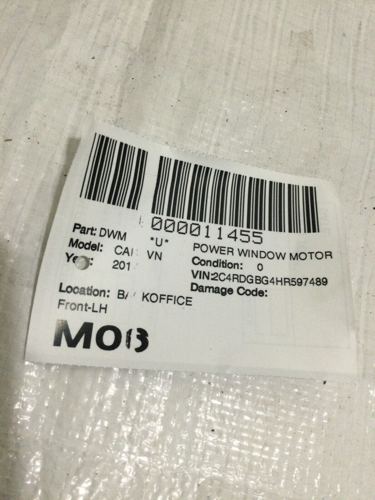 2017 Dodge Grand Caravan Front Left Power Window Motor OEM