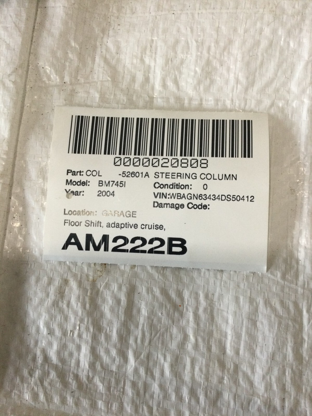 2004 BMW 745I Steering Column Floor Shift Adaptive Cruise Assembly OEM