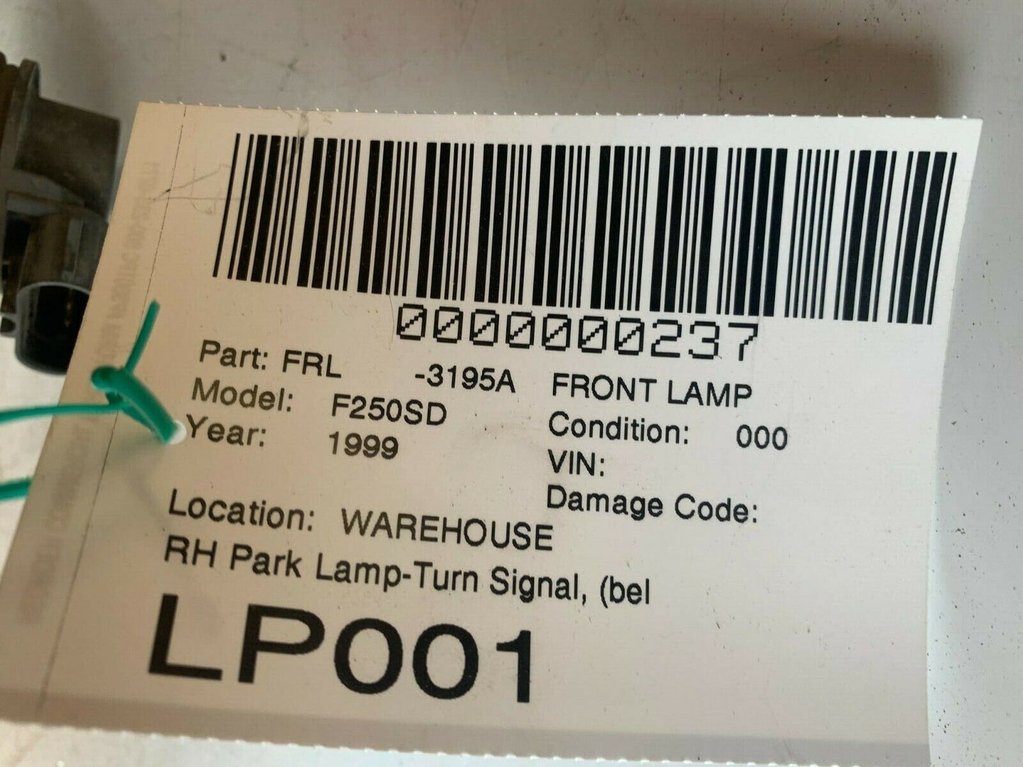 1999 Ford F250 F-250 SD Park Lamp Turn Signal Right Passenger Side RH OEM