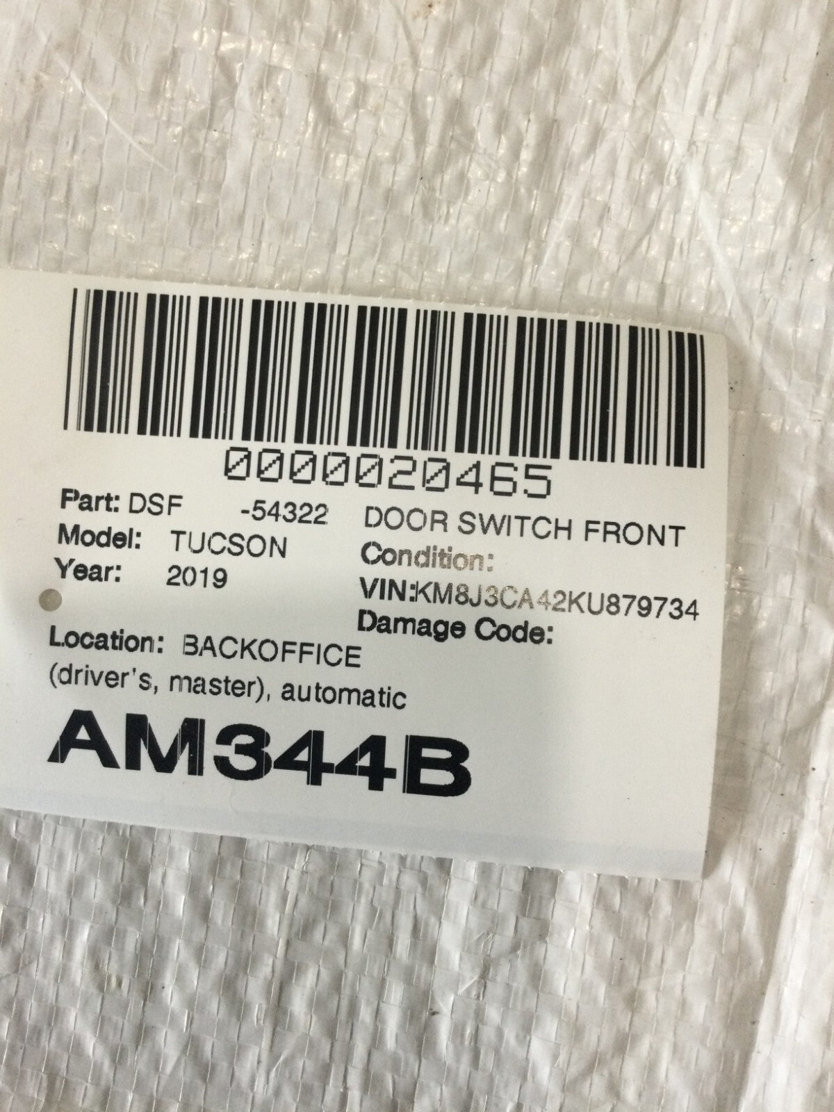 2016-2021 Hyundai Tucson Front Left Driver Master Power Window Switch 93570D3020