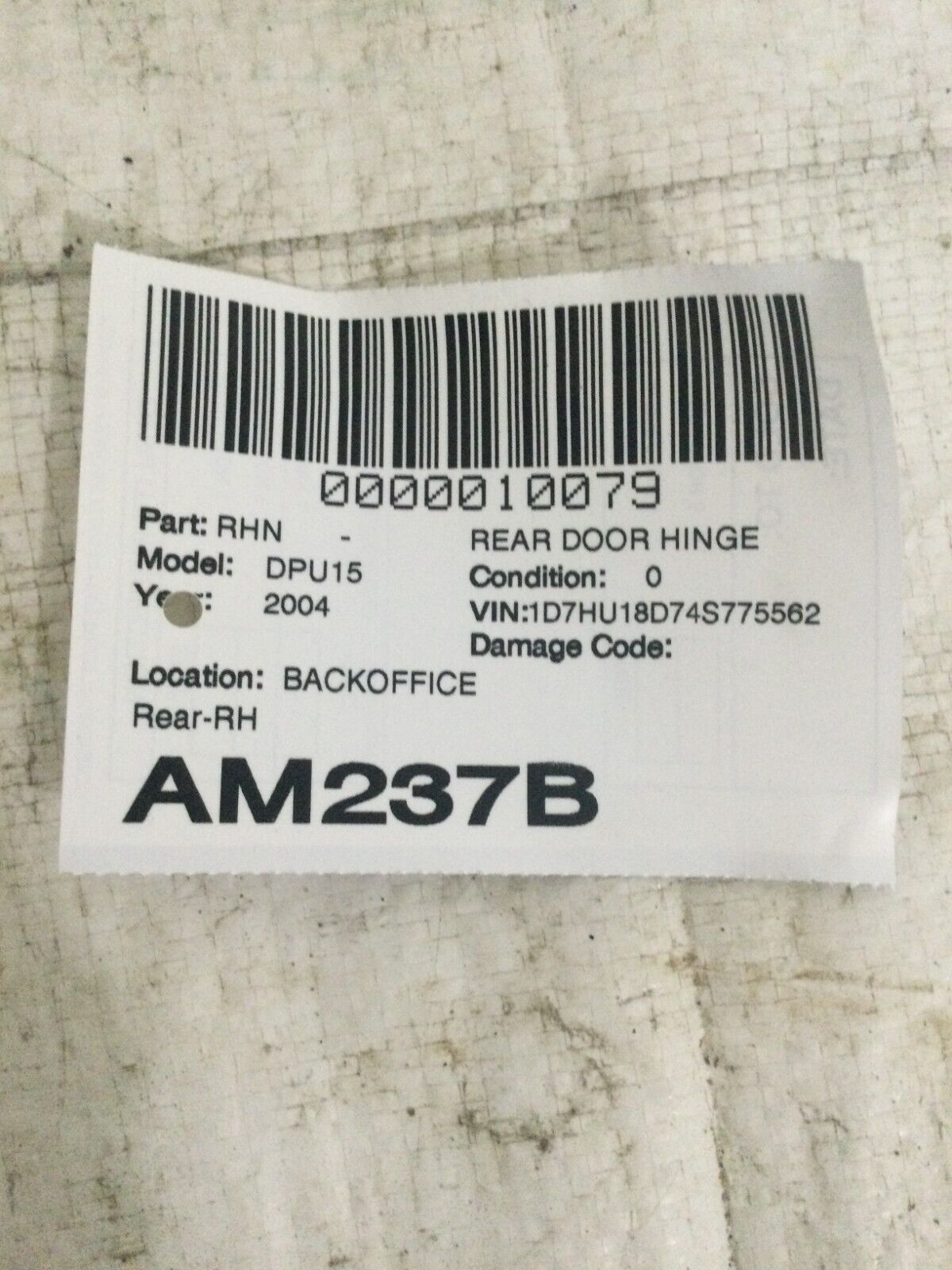 2004 Dodge Ram 1500 Rear Right Door Hinge OEM