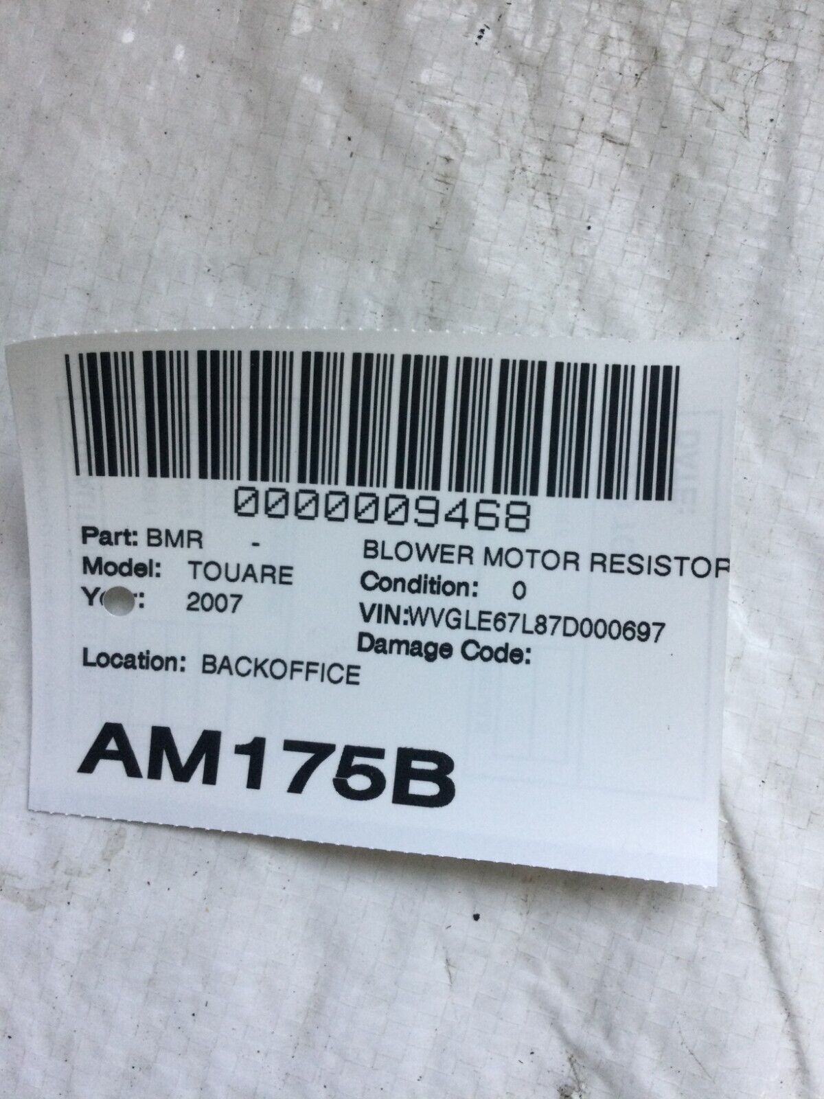 2007 Volkswagen Touareg Blower Motor Resistor OEM 2004-2009
