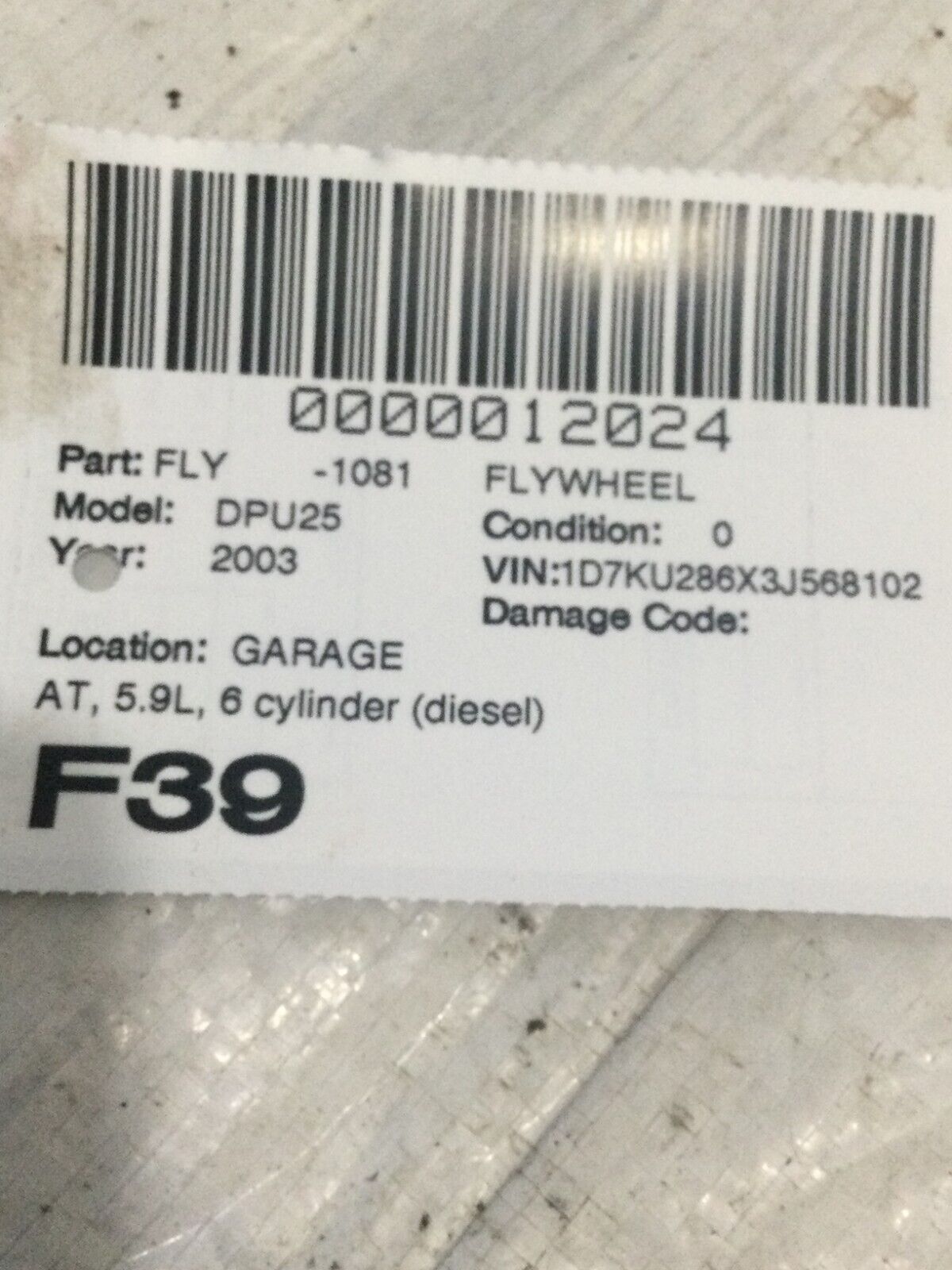 Flywheel/Flex Plate Automatic Transmission 2003-2005 DODGE 2500 PICKUP  5.9L