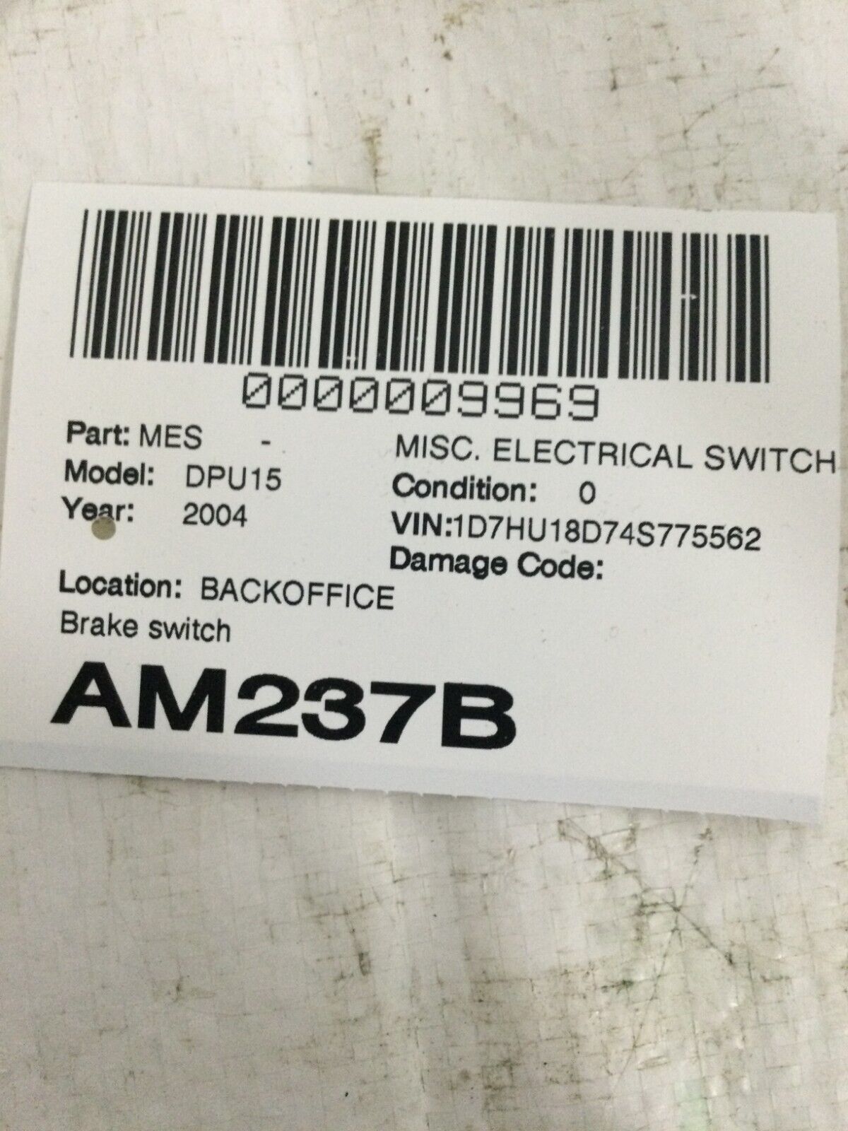 2004 Dodge Ram 1500 Brake Light Switch OEM