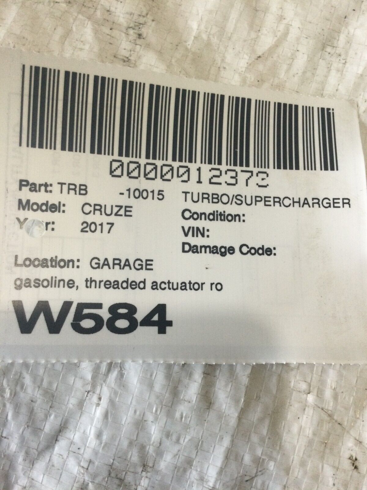 2017 2018 Chevy Cruze Turbo charger Turbocharger/Supercharger Gasoline OEM