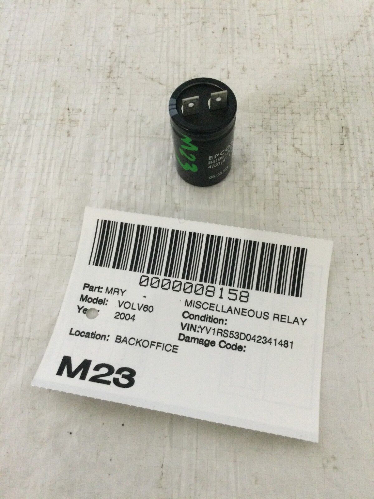 2004 Volvo S60 Relay B41991-A5478 OEM