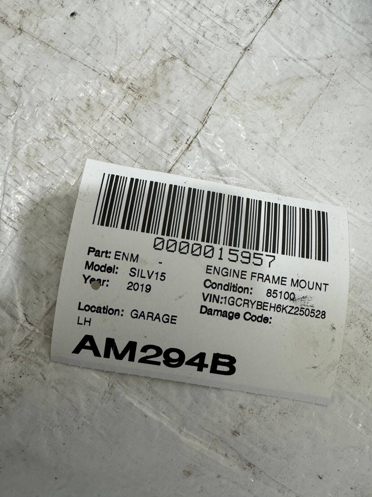 2019 Chevrolet Silverado 1500 Right Side Engine Frame Mount  84497434 OEM