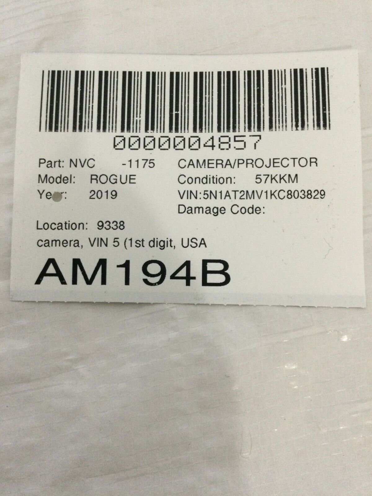 2019 Nissan Rogue Rear View Back up Reverse Parking Assist Camera 28442 9TB0C 