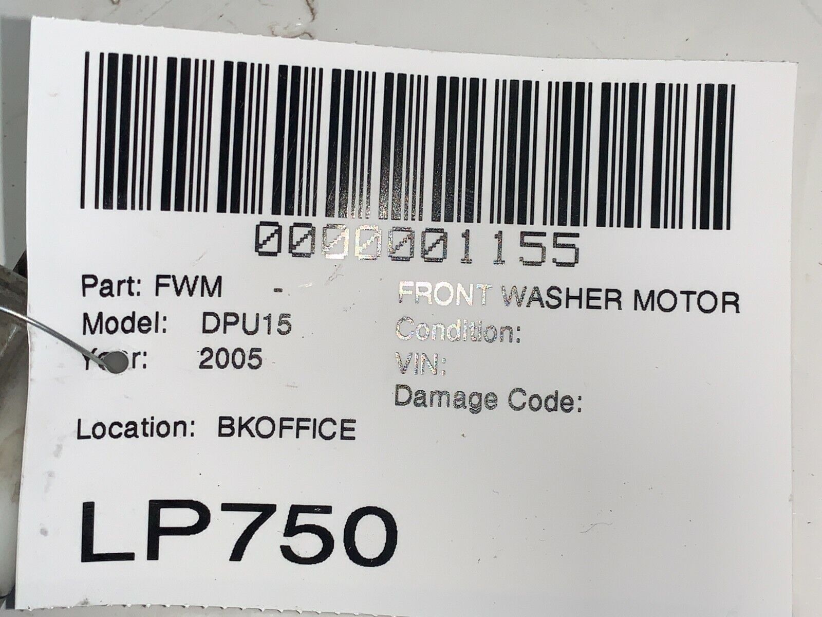 2005 Dodge Ram 1500 Front Washer Pump Motor OEM