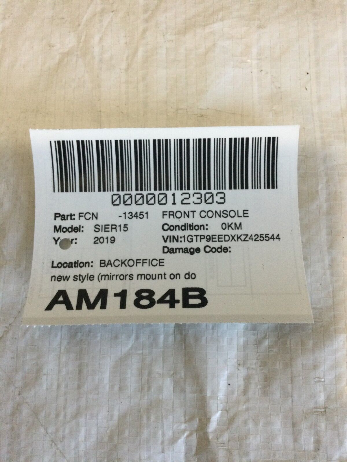 2019-2022 GMC Sierra 1500 Overhead Console Dome Light  W/ Sunroof Control OEM