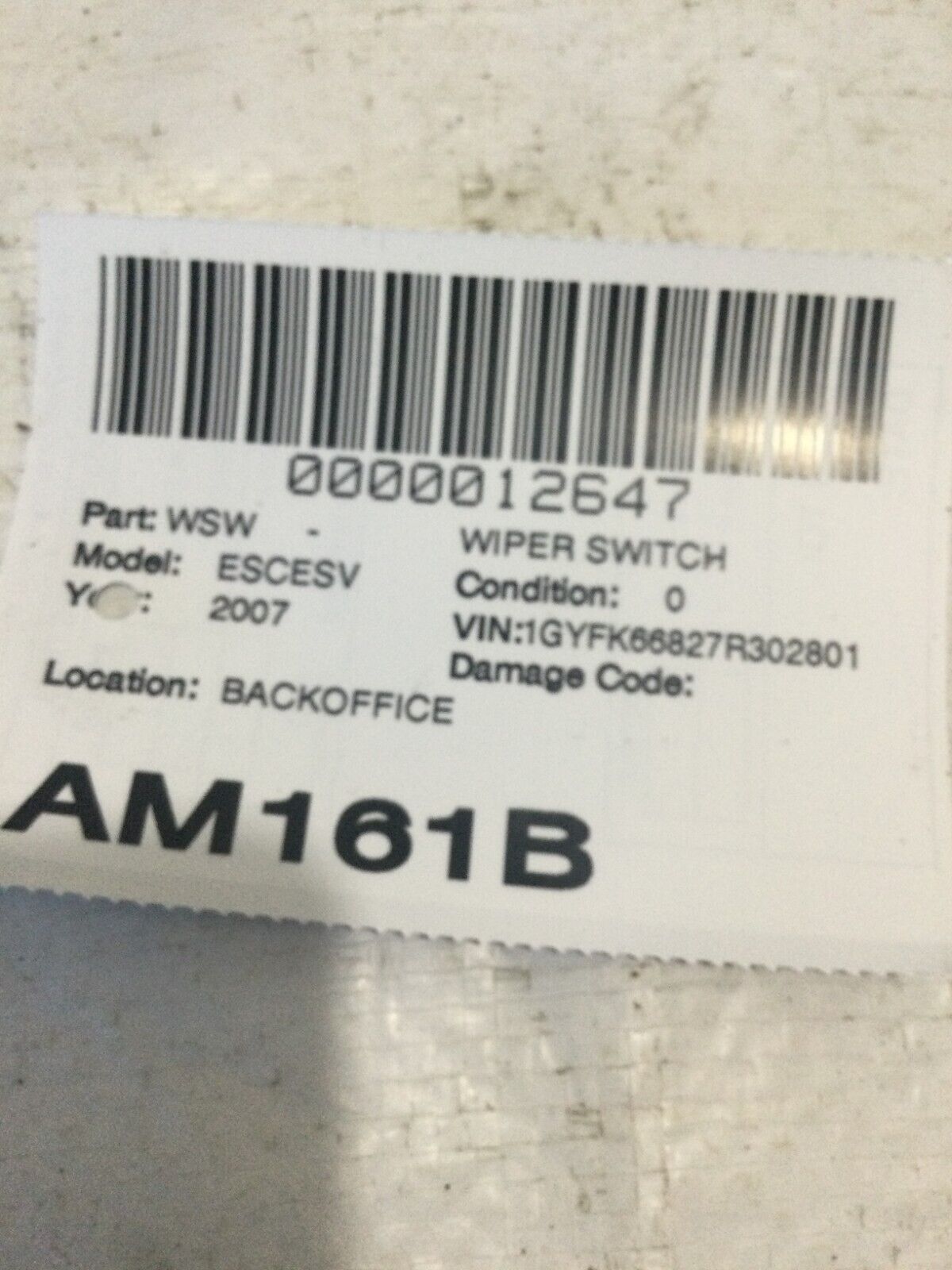 2007  2014  Cadillac Escalade Wiper Switch  OEM 26128583