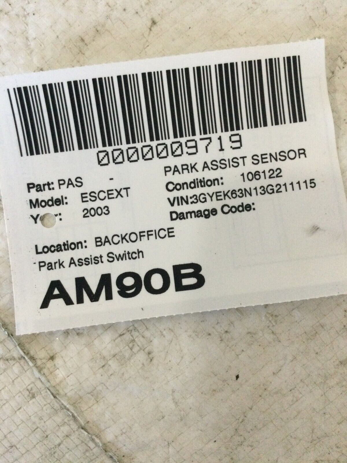 2002-2006 Cadillac Escalade EXT Rear Parking Assist Aid Switch Object Module OEM