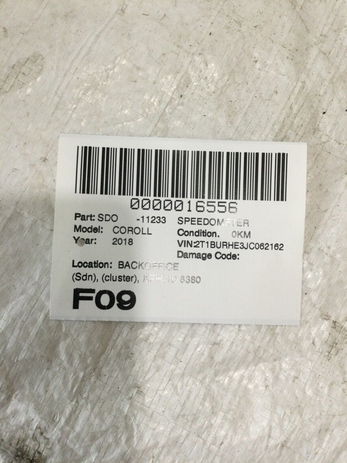 2018 Toyota Corolla Speedometer Instrumental Cluster TN157580 OEM