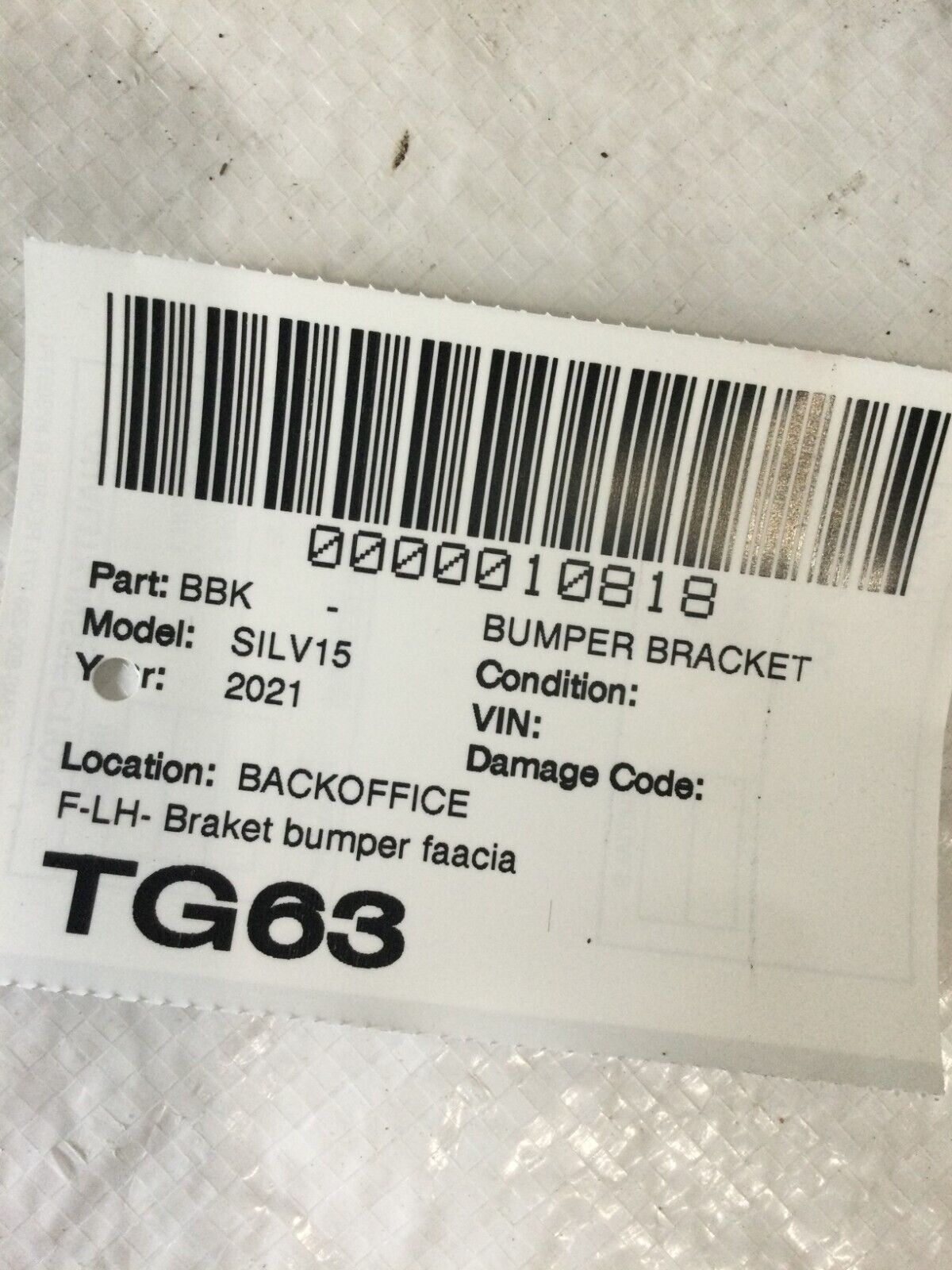 2019-2022 Chevrolet Silverado 1500 Side Front Driver Side Bumper Fascia Bracket