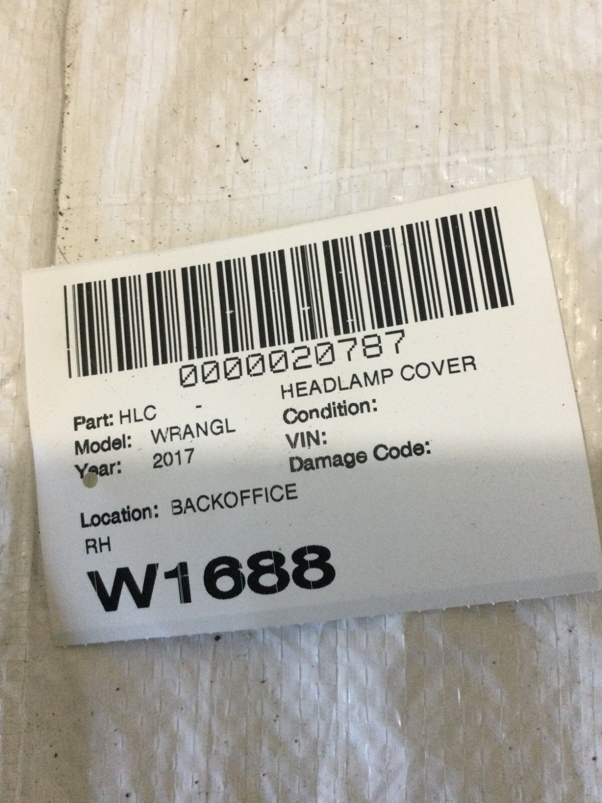 2017 Jeep Wrangler Right Headlamp Cover OEM
