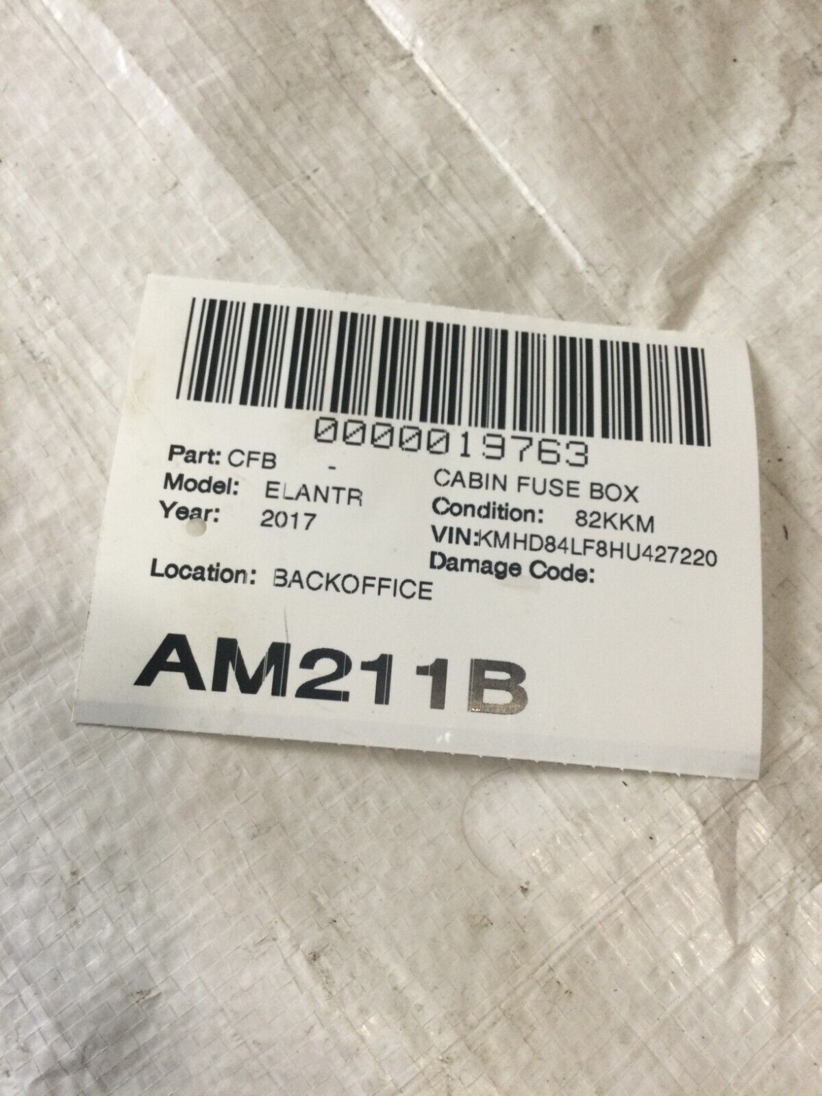 2017 Hyundai Elantra  Cabin Fuse Box  91950-F2080 OEM