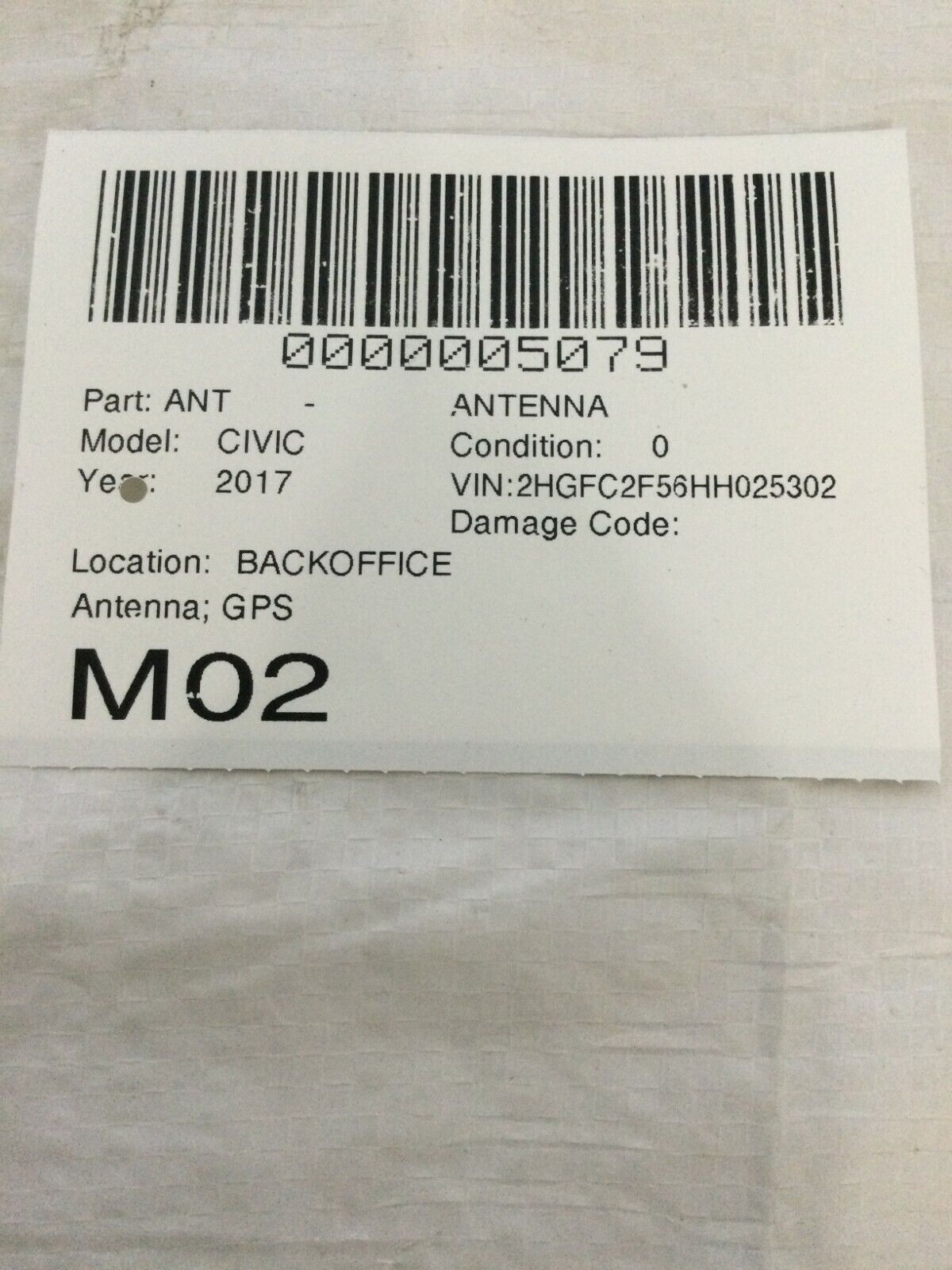 2016-2018 Honda Civic GPS Antenna 39835-TBA-A010-M1 OEM