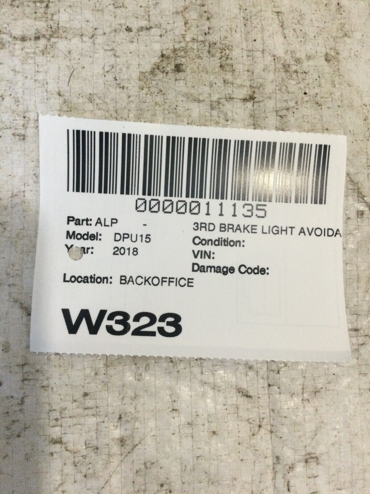 2018 Dodge Ram 1500 3rd Brake Light OEM 55372082