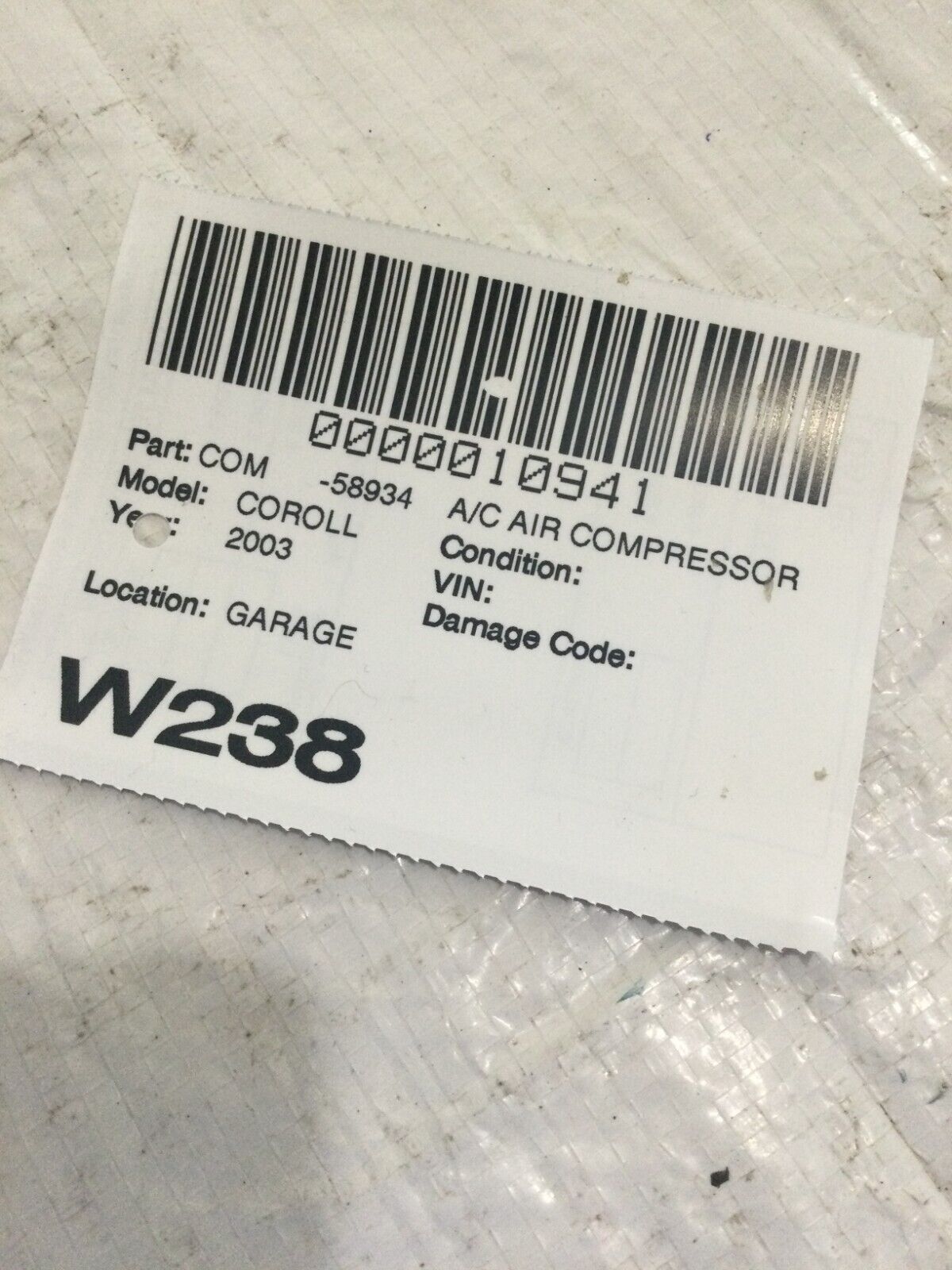 2003 Toyota Corolla A/C Compressor OEM