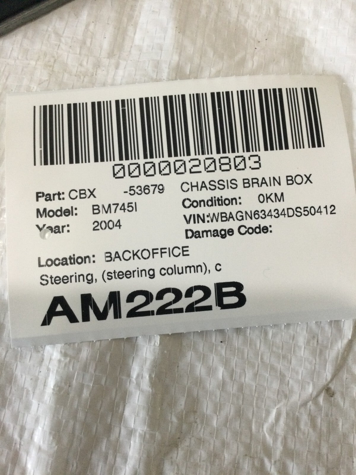 2004 BMW 745I Steering Column Control Module 6768151 OEM