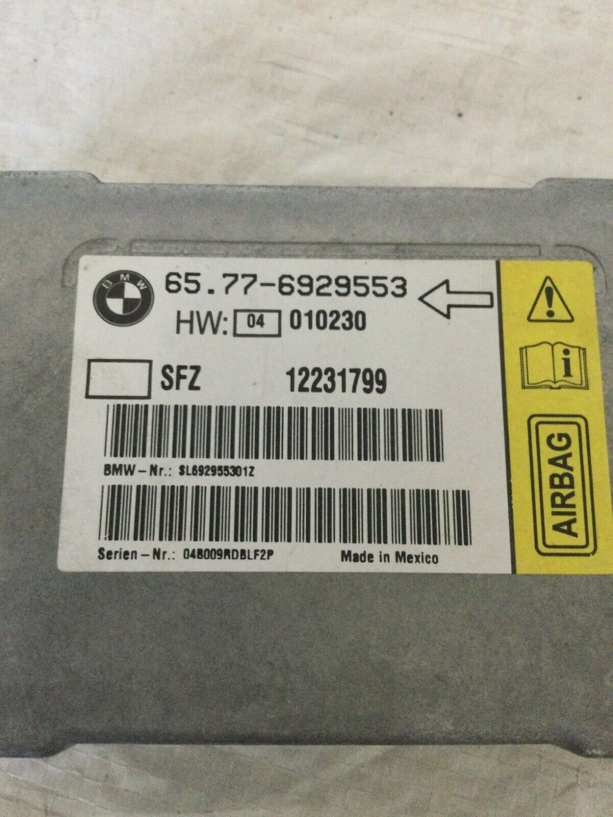  2004 BMW 745i E65/E66 SRS Control Module OEM 6929553