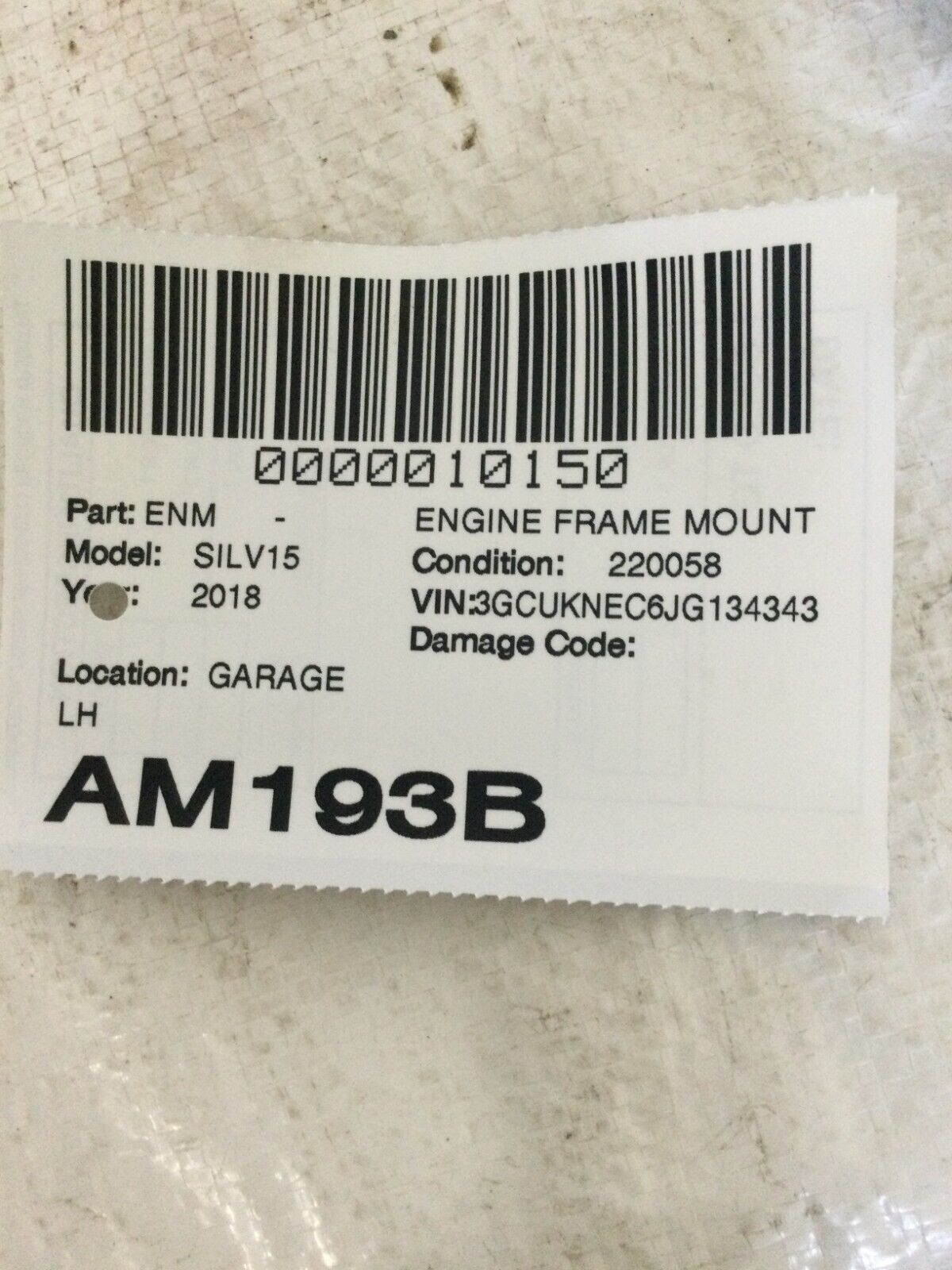 2018 Chevrolet Silverado 1500 Left Engine Frame Mount OEM 84175581