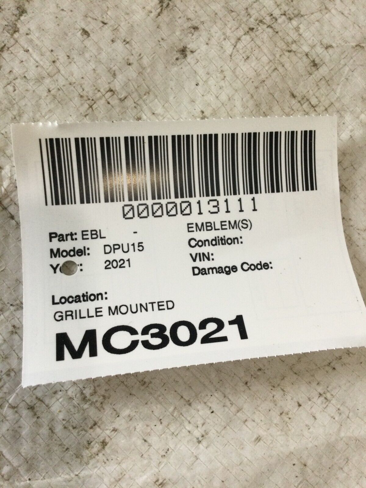 2021 Dodge   Ram 1500 Grille  Mounted  Emblem 68140322AA OEM