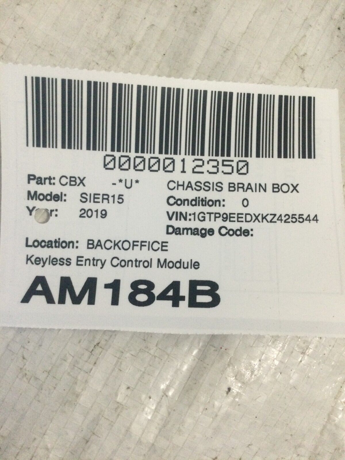 2019 GMC Sierra 1500 Keyless Entry Control Module OEM 13518838